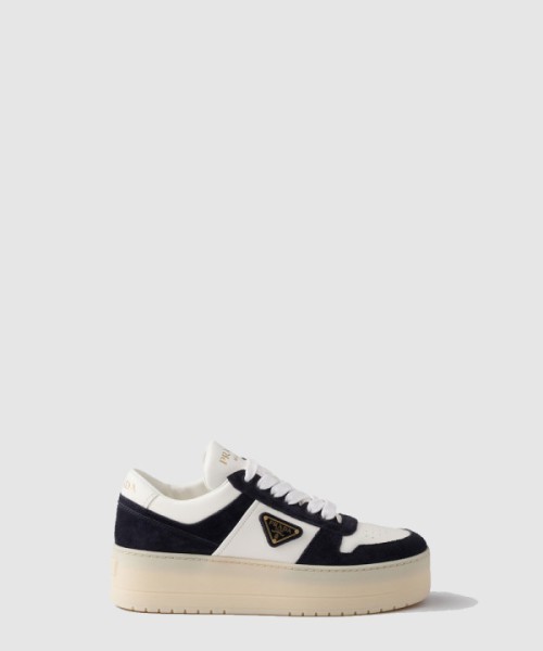 프라다 다운타운 볼드 나파 가죽 및 스웨이드 스니커즈 1E792M