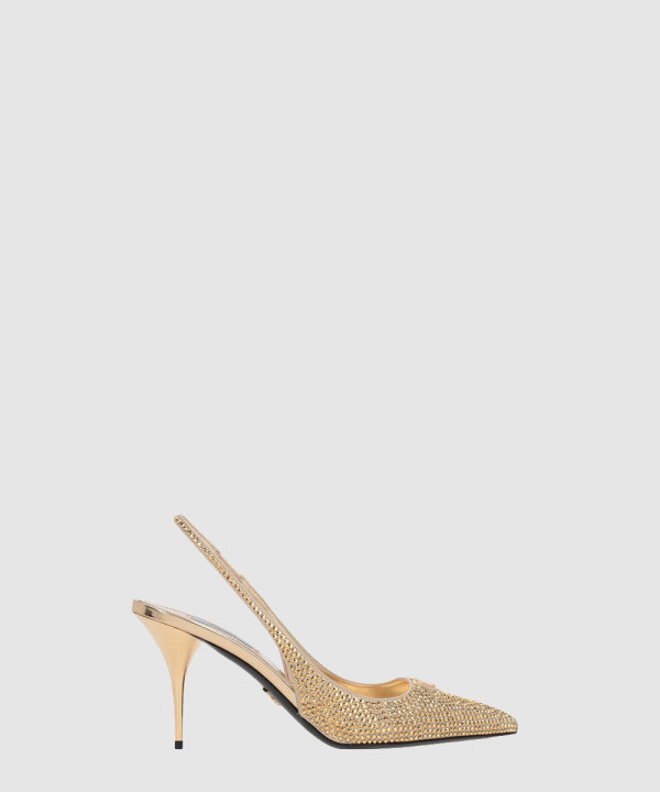 프라다 크리스털 슬링백 힐 1I021N