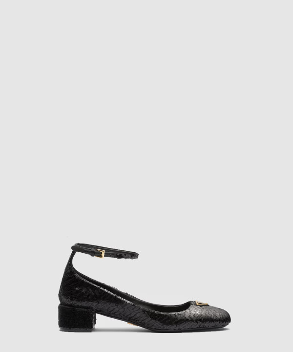 프라다 시퀸 새틴 펌프스 1I358N