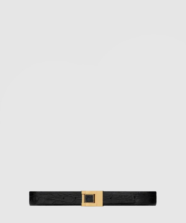 생로랑 악어 엠보 가죽 버클 협벨트 658518
