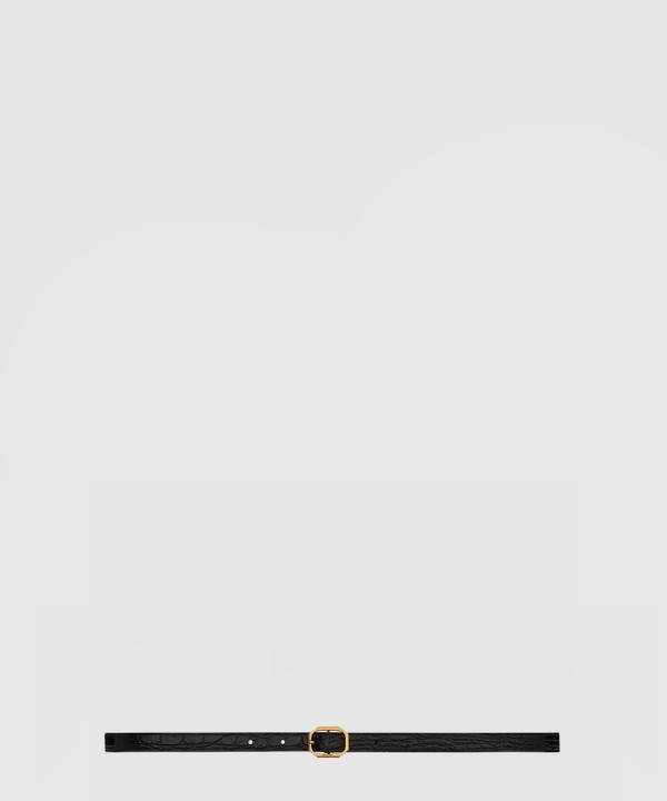 생로랑 크로커다일 엠보스드 가죽 소재의 프레임 버클 슬림 벨트 732560