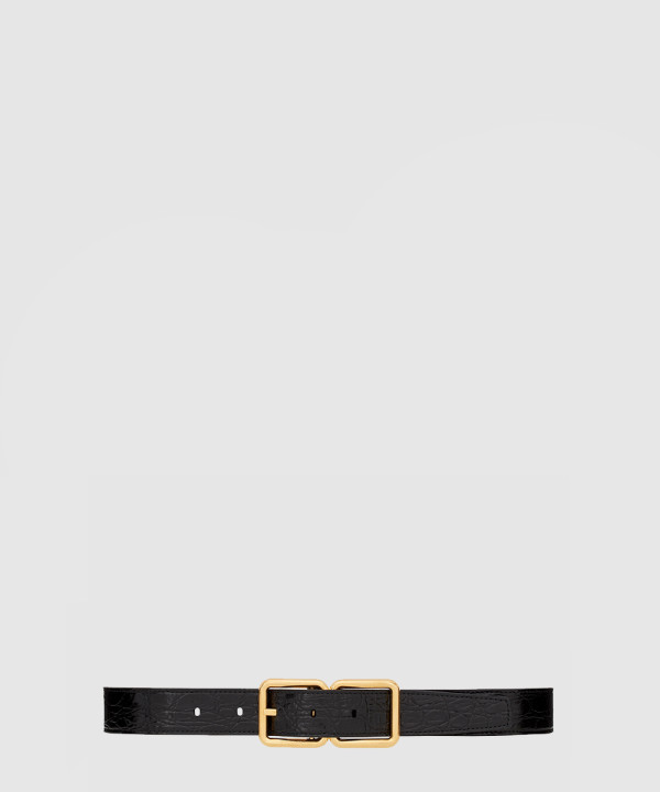 생로랑 크로커다일 엠보스드 가죽 소재의 더블 버클 벨트 6698651