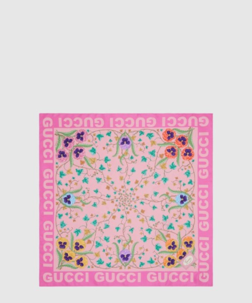 구찌 플로럴 프린트 실크 스카프 743876