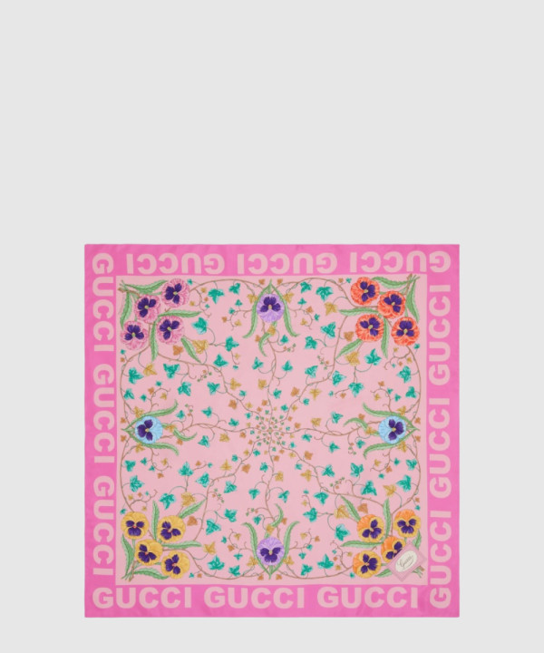 구찌 플로럴 프린트 실크 스카프 743876