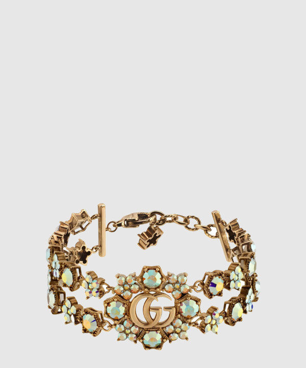 구찌 더블 G 플라워 크리스털 팔찌 753867