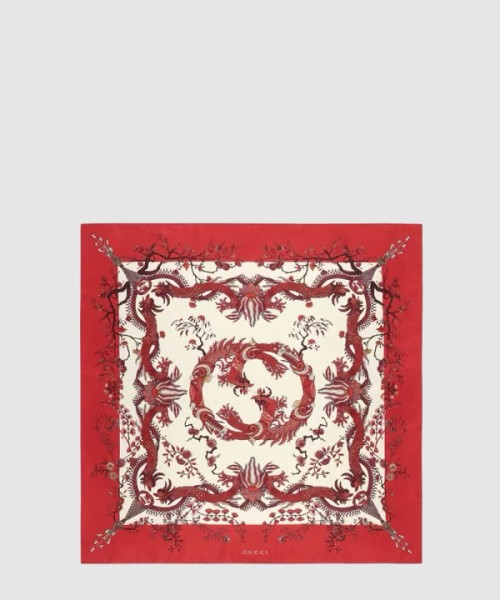 구찌 상룡 프린트 실크 스카프 774314