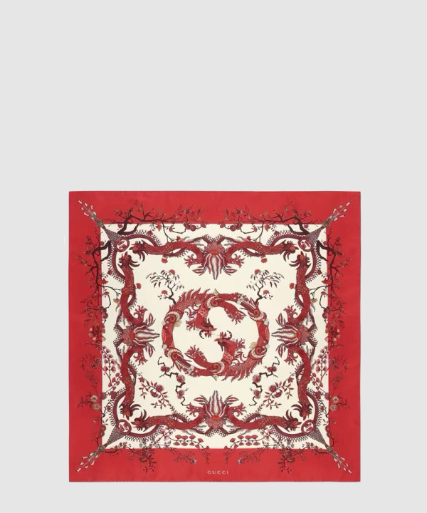 구찌 상룡 프린트 실크 스카프 774314