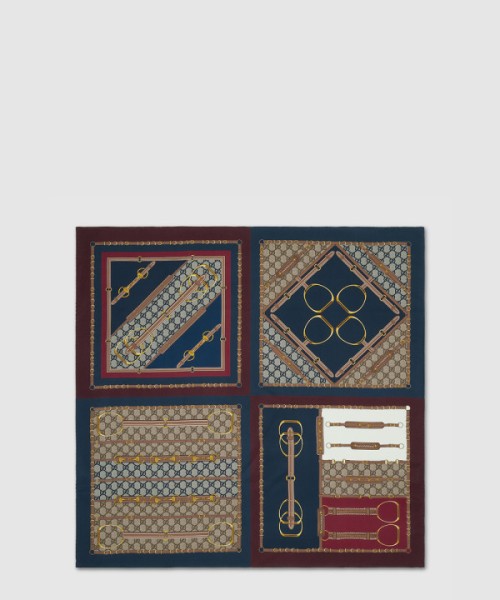 구찌 헤리티지 프린트 실크 스카프 786222