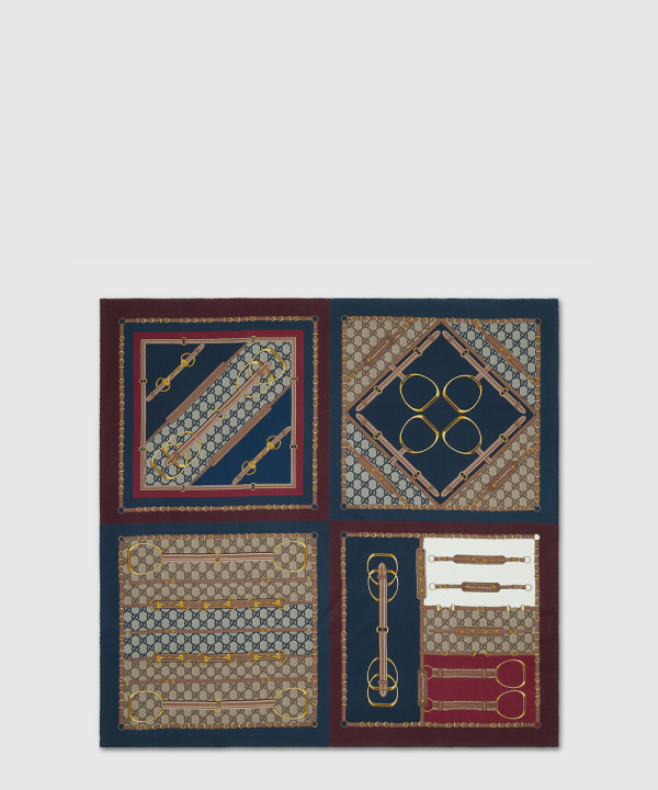 구찌 헤리티지 프린트 실크 스카프 786222