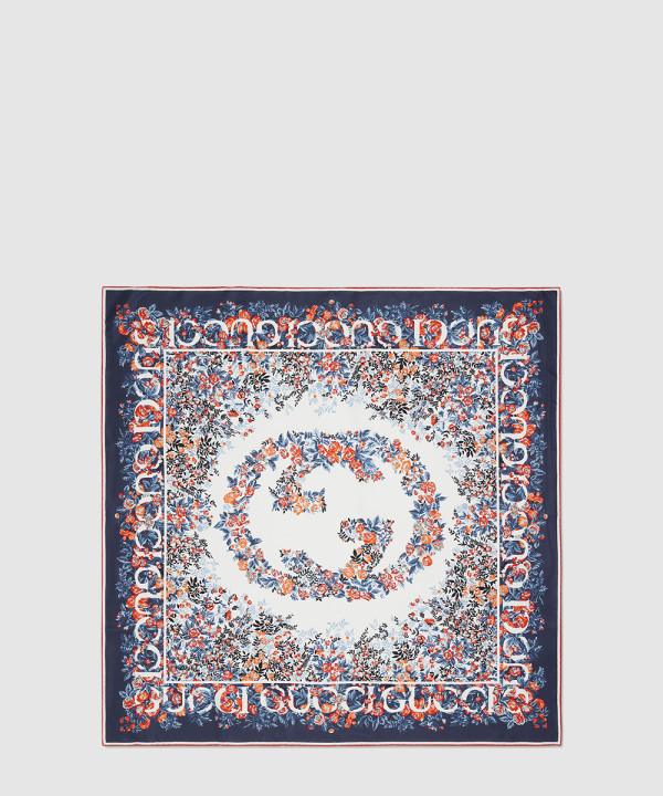 구찌 플로라 프린트 실크 스카 783157
