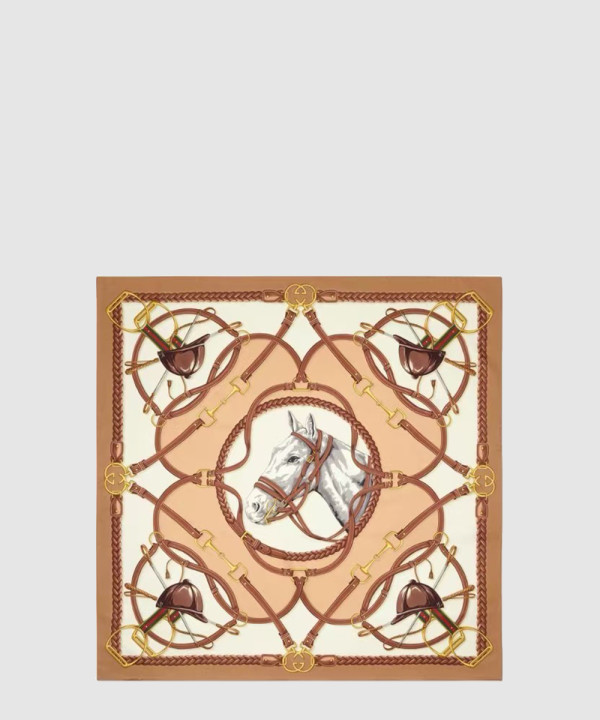 구찌 플로라 프린트 실크 스카 766327