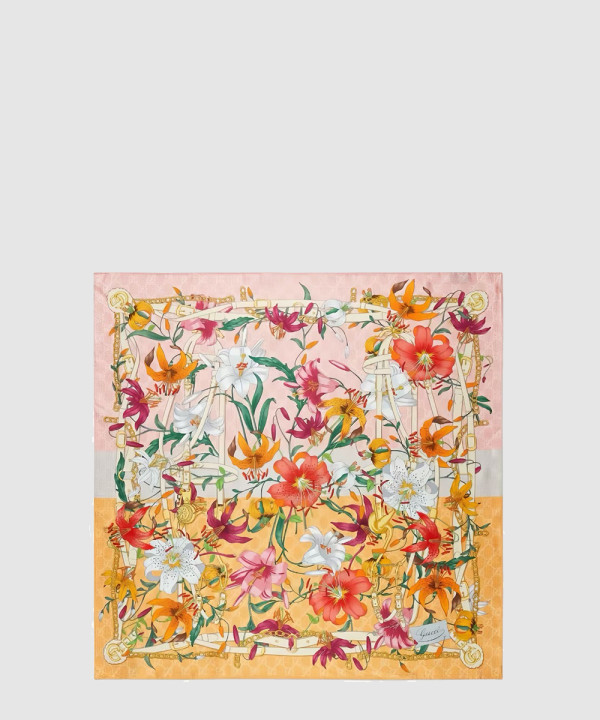 구찌 플로라 프린트 실크 스카 777068