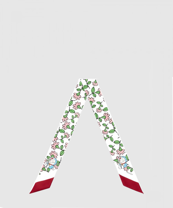 구찌 실크 트윌 플로라 프린트 넥 보우 656611