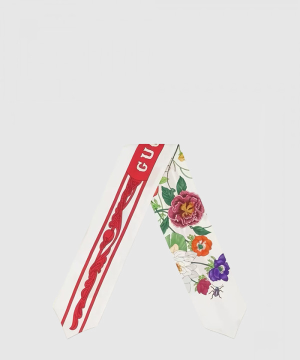 구찌 플로라 프린트 실크 넥 보우 699497
