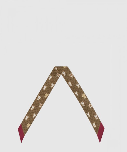 구찌 플로라 프린트 실크 넥 보우 654666