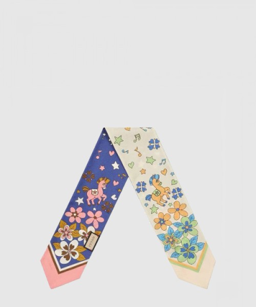 구찌 플로라 프린트 실크 넥 보우 698734