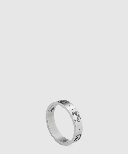 구찌 별 장식의 아이콘 화이트 골드 반지 607339