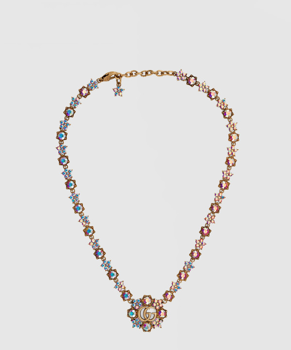구찌 크리스털 꽃 목걸이 753805