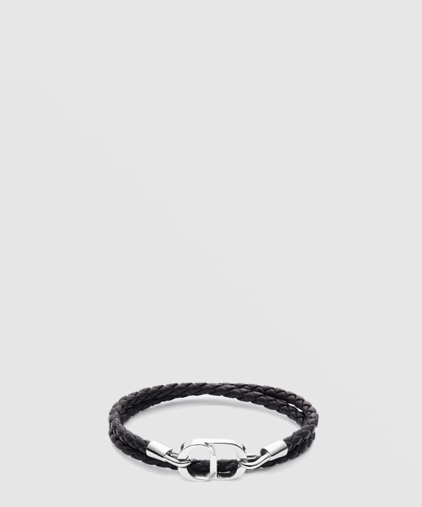 디올 CD Icon 브레이드 가죽 더블 팔찌 B1973