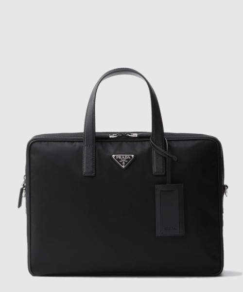 프라다 리나일론 및 사피아노 가죽 브리프케이스 2VE005