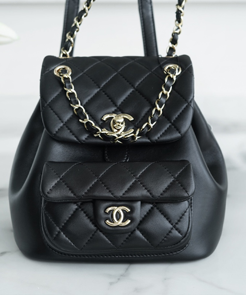 샤넬 듀마 백팩 원포켓 램스킨 스몰 금장 블랙 18 x 18 x 11 cm