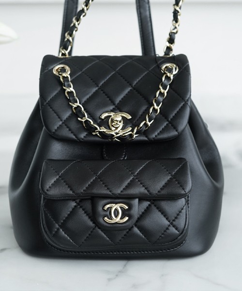 샤넬 듀마 백팩 원포켓 램스킨 스몰 금장 블랙 18 x 18 x 11 cm