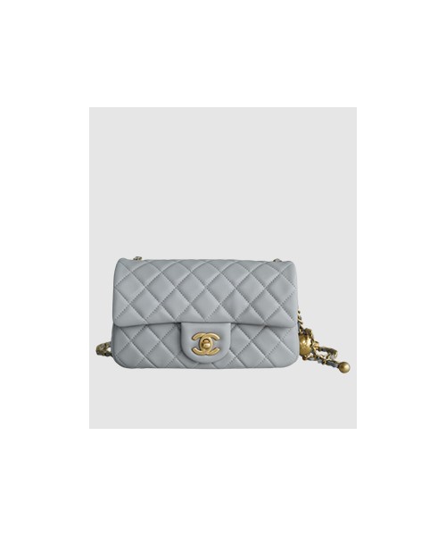 샤넬 클래식 골드볼 플랩백 미니 그레이