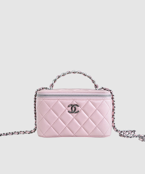 샤넬 탑핸들 스몰 베니티백 핑크 은장