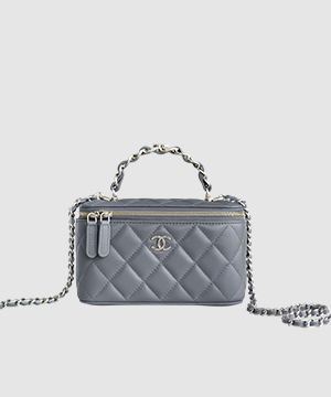 샤넬 체인 코스메틱 베니티백 그레이 은장