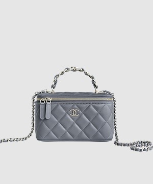 샤넬 체인 코스메틱 베니티백 그레이 은장