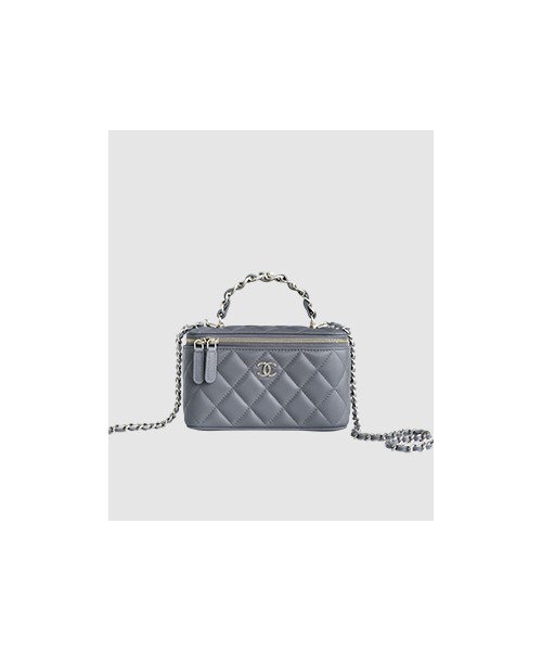 샤넬 체인 코스메틱 베니티백 그레이 은장