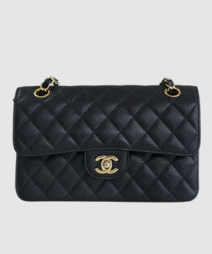 샤넬 클래식 스몰 블랙 금장 캐비어