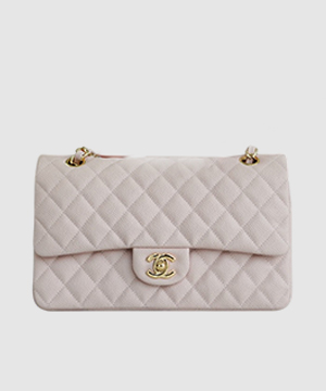 샤넬 클래식 미듐 핑크 금장 캐비어