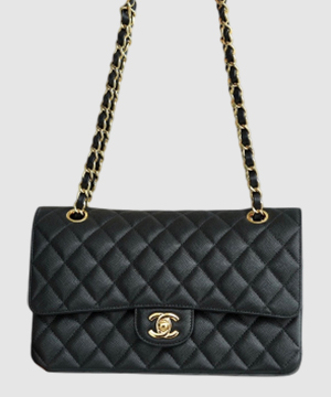 샤넬 클래식 미듐 블랙 금장 캐비어