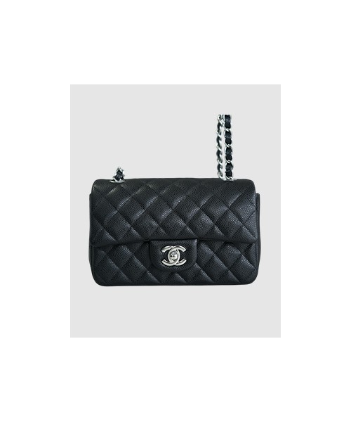 샤넬 클래식 미니 블랙 은장 캐비어
