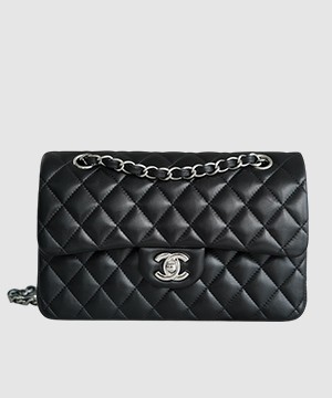 샤넬 클래식 스몰 블랙 은장 램스킨