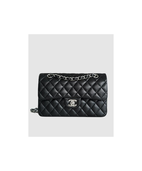 샤넬 클래식 스몰 블랙 은장 램스킨