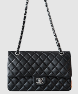 샤넬 클래식 미듐 블랙 은장 램스킨