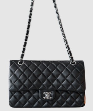 샤넬 클래식 미듐 블랙 은장 램스킨