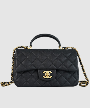 샤넬 클래식 뉴미니 탑핸들 플랩백 블랙 캐비어