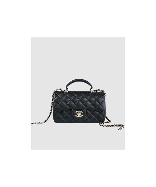샤넬 클래식 뉴미니 탑핸들 플랩백 블랙