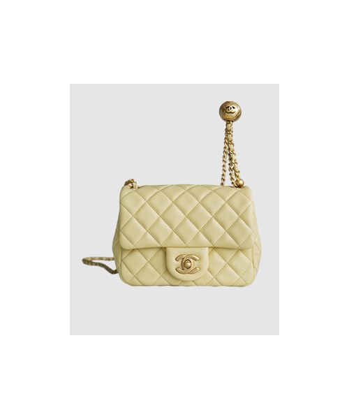 샤넬 쁘띠삭 골드볼 플랩백 뉴미니 옐로우