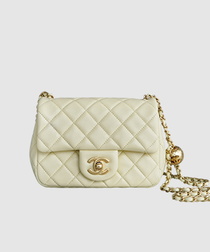 샤넬 뉴미니 골드볼 플랩백 옐로우