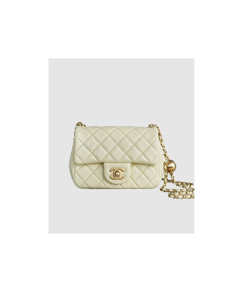 샤넬 뉴미니 골드볼 플랩백 옐로우