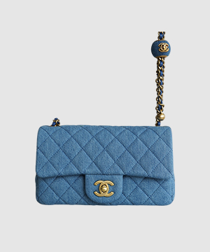 샤넬 뉴미니 클래식 플랩백 골드볼 데님