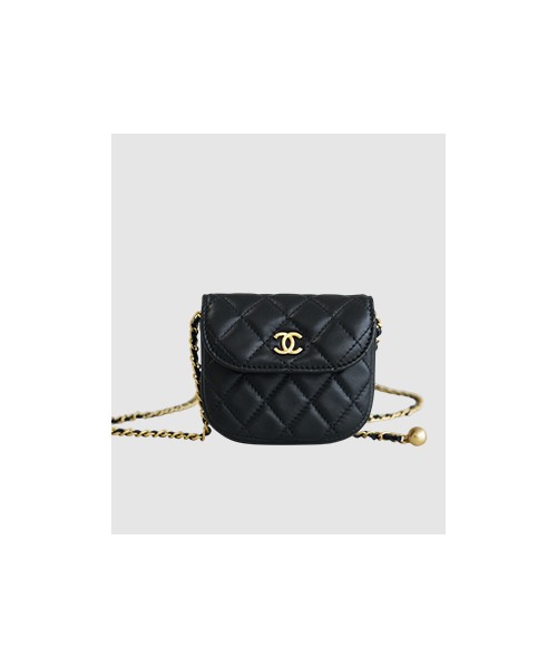 샤넬 WOC 골드볼 퀄팅 체인 웨이스트 미니백