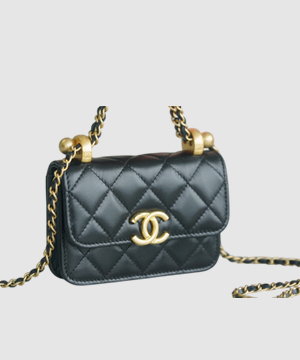 샤넬 더블 골드볼 미니 WOC 블랙