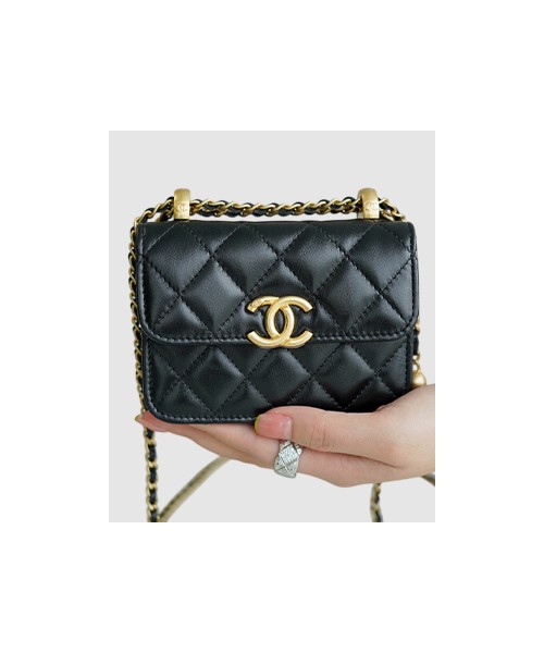 샤넬 더블 골드볼 미니 WOC 블랙
