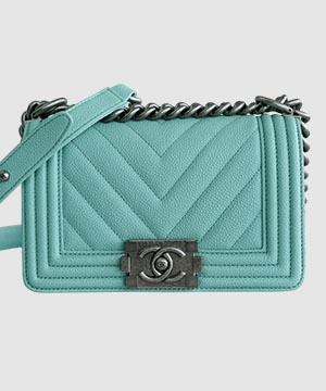 샤넬 보이백 스몰 티파니블루 은장 캐비어