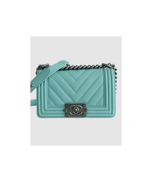 샤넬 보이백 스몰 티파니블루 은장 캐비어